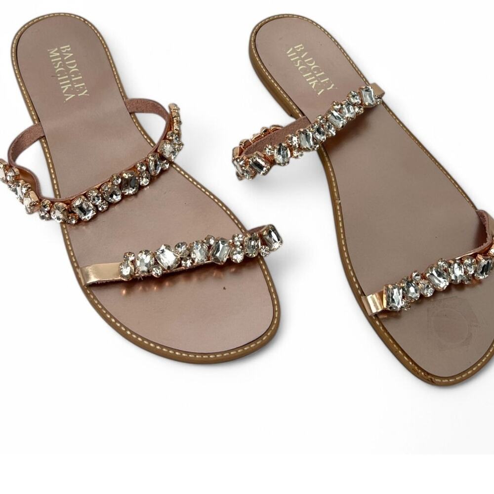 NEW Badgley Mischka | 11 | Women's Tonal Crystal Rose Gold Bridal Slide Sandal